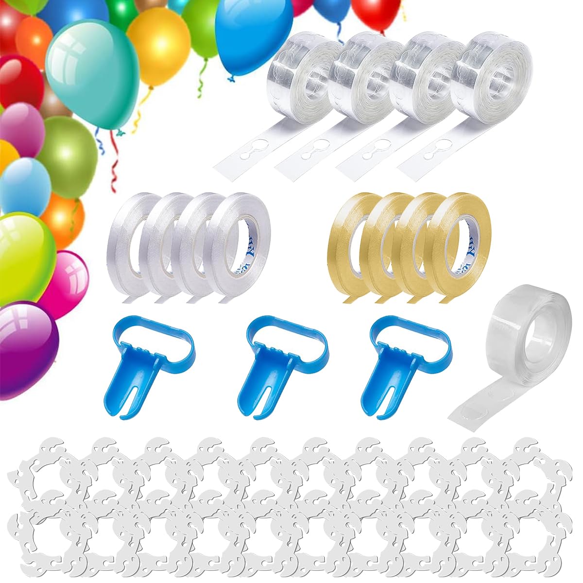 HASTHIP Balloon Decorating Strip Kit for Arch Garland 32Ft Balloon Tape Strip, 36 Tying Tools, 300 Adhesive Dots, 20 Flower Clips For Easy DIY Decor, Perfect for Birthday, Wedding & Baby Shower HASTHIP Balloon Decorating Strip Kit for Arch Garland 32Ft Balloon Tape Strip, 36 Tying Tools, 300 Adhesive Dots, 20 Flower Clips For Easy DIY Decor, Perfect for Birthday, Wedding & Baby Shower